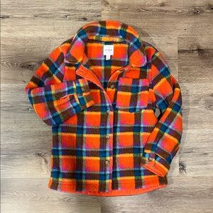 Cat & Jack Orange Pink Blue Plaid Shacket